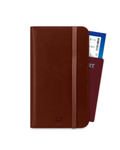 PASSPORTD - Custodia porta documenti, passaporti in pelle sintetica con chiusura magnetica e tasca porta scheda Sim e slot per 