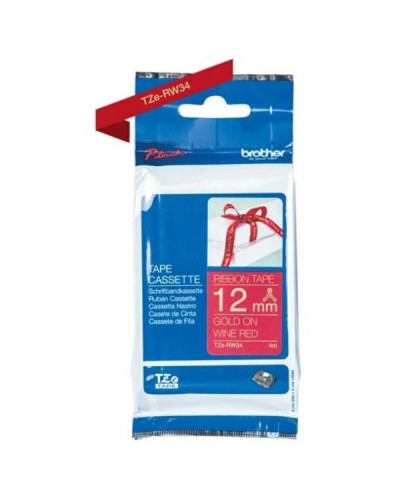NASTRO IN TESS 12 MM ORO SU ROSSO