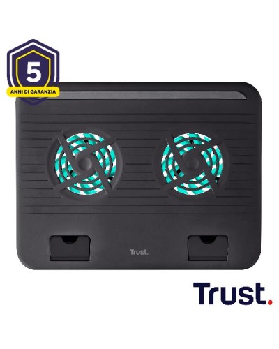 SUPPORTO/RIALZO NOTEBOOK CON 2 VENTOLE DI RAFFREDDAMENTO - TRUST CYCLONE - NERO