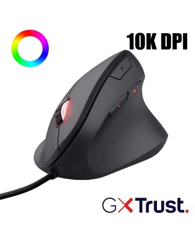 MOUSE ERGONOMICO  VERTICALE CABLATO 10.000 DPI - 6 TASTI PROGRAMMABILI - TRUST GXT 144 REXX  - NERO
