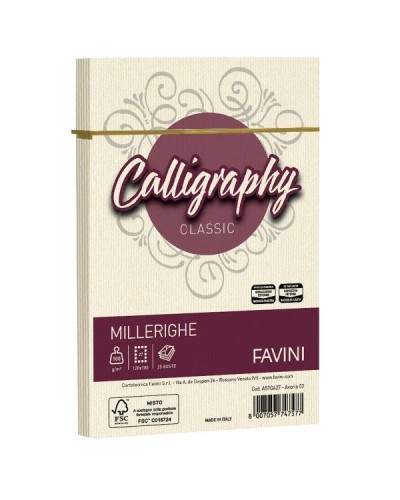 CALLIGRAPHY millerighe - Avorio - 12x18 cm - 100g/m2 –  25 buste
