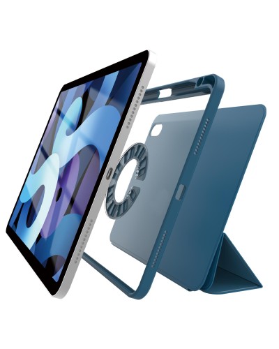 BOOKMAG - Custodia colore blu magnetica removibile, composta da cover e custodia magnetiche compatibile con Apple iPad 7/8/9 ge