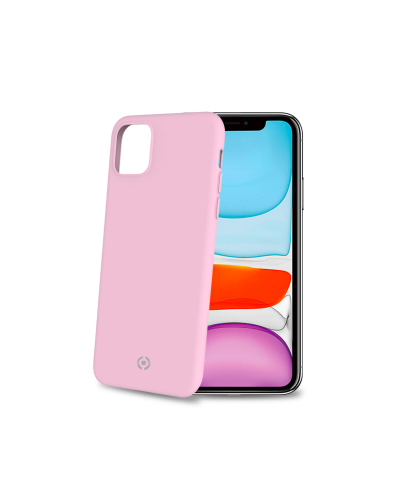 FEELING - Cover morbida in silicone liquido con finitura soft touch e bordi anti scivolo colore rosa compatibile con Apple iPho