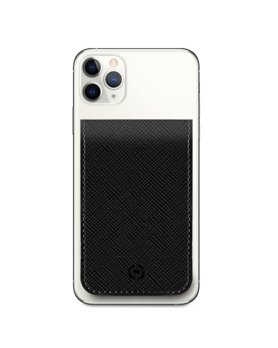 CARDV - Porta carte magnetico universale per il retro degli smartphone materiale pelle sintetica con finitura saffiano colore n