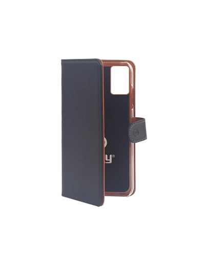 WALLY - Custodia a libro in pelle sintetica con chiusura flap magnetico, slot per carte e funzione stand colore nero compatibil