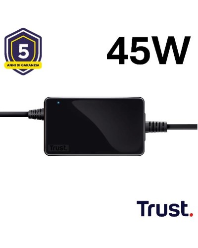 ALIMENTATORE/CARICABATTERIA UNIVERSALE LAPTOP/NOTEBOOK 45W - TRUST PRIMO - NERO