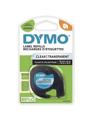 Nastro DYMO LT in plastica  12mmx4mt - Trasparente