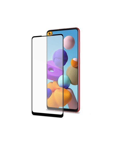 FULLGLASS - Vetro 9H con bordo colorato nero compatibile con Samsung Galaxy A21s