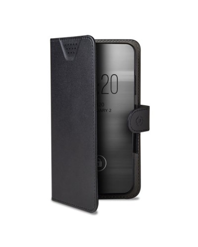 WALLY ONE - Custodia universale a libro colore nero con fissaggio e sistema rotazione 360° compatibile con tutti gli smartphon