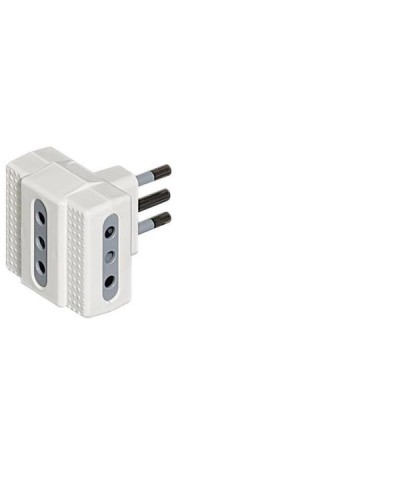 Adattatore 3 Prese F. 10A, Presa Maschio 10A -Bianco-