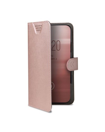 WALLY ONE - Custodia universale a libro colore nero con fissaggio e sistema rotazione 360° compatibile con tutti gli smartphon