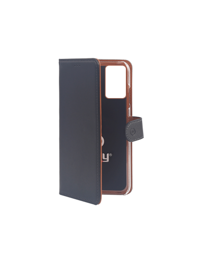 WALLY - Custodia a libro in pelle sintetica con chiusura flap magnetico, slot per carte e funzione stand colore nero compatibil