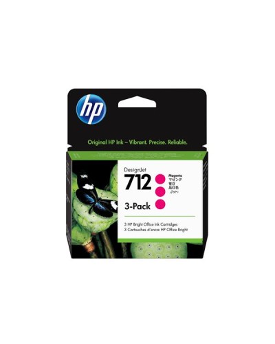 Confezione da 3 cartucce di inchiostro magenta originale DesignJet HP 712 da 29 ml