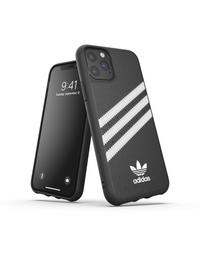 ADIDAS ORIGINALS - Cover SAMBA in TPU+Poliuretano con bordi rialzati di colore nero con strisce bianche compatibile con Apple i