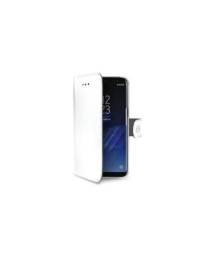 WALLY - Custodia a libro in pelle sintetica con chiusura flap magnetico, slot per carte e funzione stand colore bianco compatib