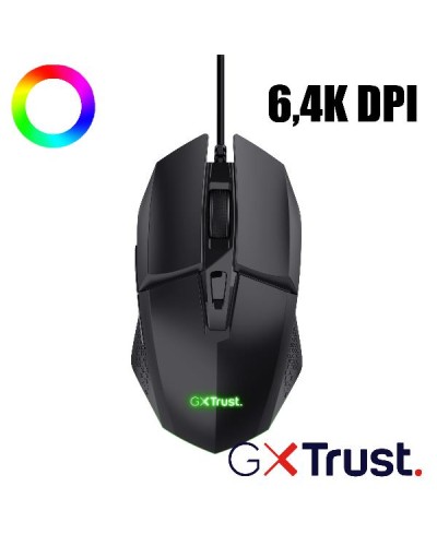 MOUSE GAMING ILLUMINATO CABLATO 6.400DPI ACELLERAZIONE 20G - TRUST GXT109 FELOX NERO