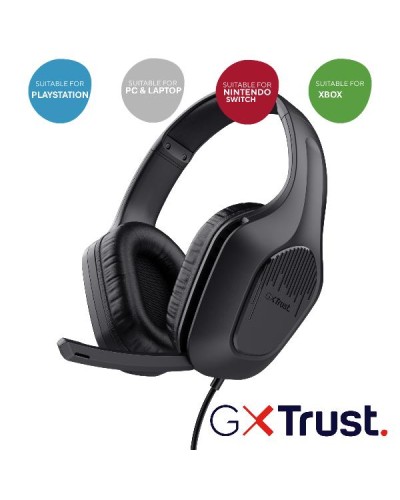 CUFFIE GAMING CABLATE JACK 3,5MM MULTIPIATTAFORMA, DRIVER 50MM - TRUST GXT415 ZIROX - NERO