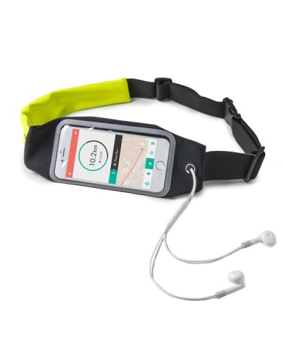 RUNBDUO - Cintura elastica regolabile ultra leggera, tasca interna porta smartphone, finestra trasparente per utilizzo touch, a