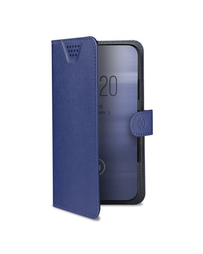WALLY ONE - Custodia universale a libro colore blu con fissaggio e sistema rotazione 360° compatibile con tutti gli smartphone