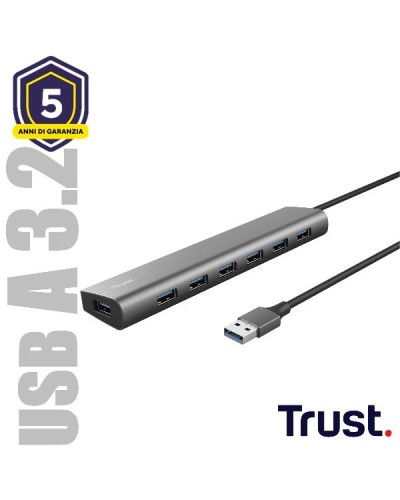 HUB USB A 3.2 CON 7 PORTE USB-A 3.2 - TRUST HALYX - ALLUMINIO