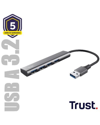 HUB USB A 3.2 CON  4 PORTE USB-A 3.2 - TRUST HALYX - ALLUMINIO