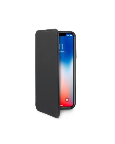 PRESTIGE - Custodia ad agenda ultrasottile con finitura morbida con effetto opaco colore nero compatibile con Apple iPhone Xs/ 