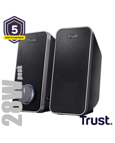 SET ALTOPARLANTI SPEAKERS 2.0 28W PICCO (14W RMS) CON INGRESSO JACK 3,5MM - TRUST ARYS - NERO