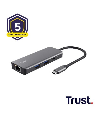 ADATTATORE DOCKING STATION MULTIPORT 6 IN 1, 1 HDMI 4K(60HZ), 1 LAN, 1 USB-C PD, 1 USB-C, 2 USB-A 3.0 - TRUST DALYX 6-IN-1 - AL