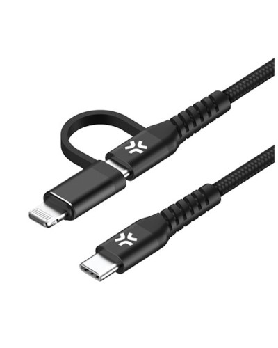USBC2IN1 - Cavo 2in1 USB-C input a connettori USB-C e Lightning output, lunghezza 1 metro, potenza massima 100 Watt, certificaz