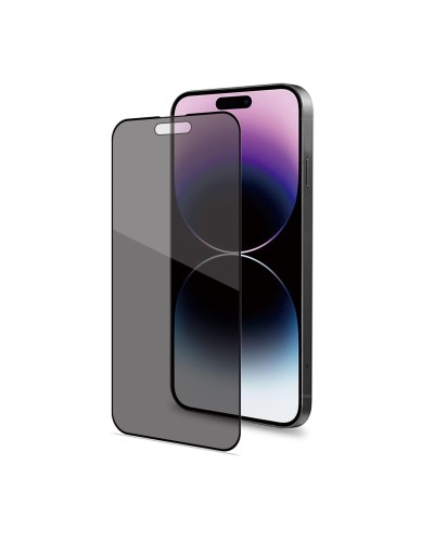 PRIVACY FULL GLASS - Vetro 9H con effetto Privacy e bordo colorato nero compatibile con Apple iPhone 15 Pro Max