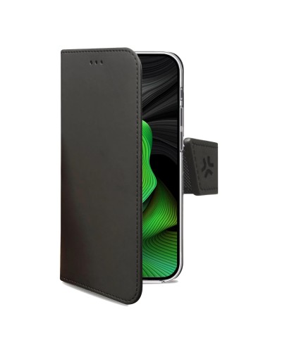 WALLY - Custodia a libro in pelle sintetica con chiusura flap magnetico, slot per carte e funzione stand colore nero compatibil