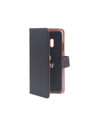 WALLY - Custodia a libro in pelle sintetica con chiusura flap magnetico, slot per carte e funzione stand colore nero compatibil