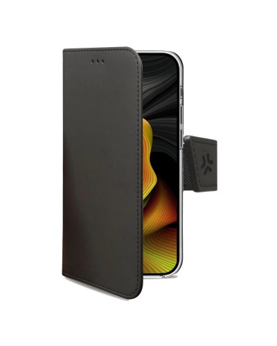 WALLY - Custodia a libro in pelle sintetica con chiusura flap magnetico, slot per carte e funzione stand colore nero compatibil