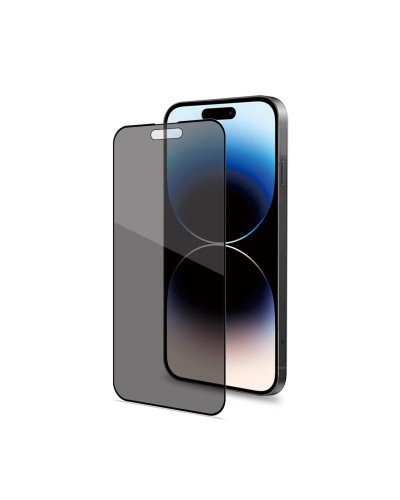 PRIVACY FULL GLASS - Vetro 9H con effetto Privacy e bordo colorato nero compatibile con Apple iPhone 15 Pro