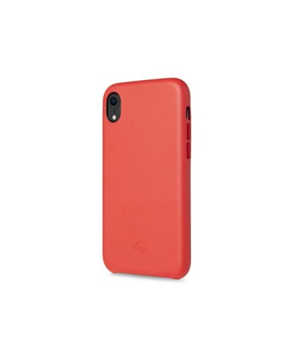SUPERIOR - Cover in pelle sintetica con copertura tasti in alluminio colorato, colore rossa compatibile con Apple iPhone Xr
