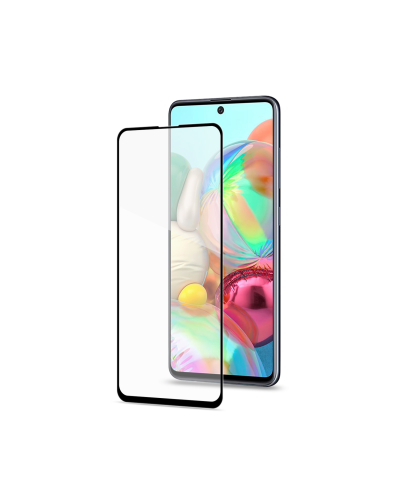 FULLGLASS - Vetro 9H con bordo colorato nero compatibile con Samsung Galaxy A71