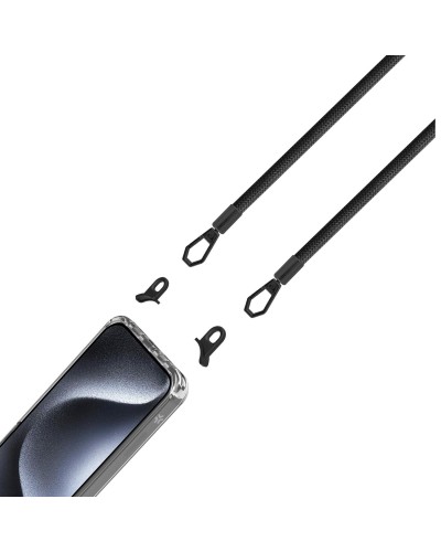 FREEDOM CASE - Cover trasparente in TPU incluso nella confezione laccio collo colore nero per Apple iPhone 15 Pro [FREEDOM]