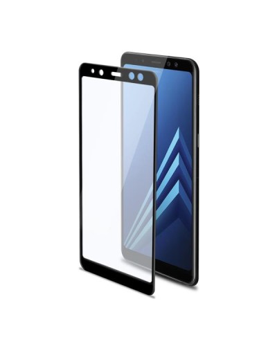 3DGLASS - Vetro 9H con bordo colorato nero per schermo curvo compatibile con Samsung Galaxy A8+ 2018