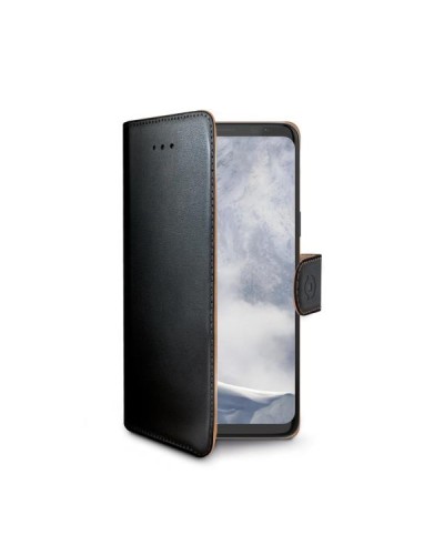 WALLY - Custodia a libro in pelle sintetica con chiusura flap magnetico, slot per carte e funzione stand colore nero compatibil
