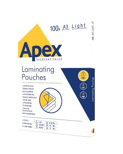 POUCHES PLASTIFICAZIONE LIGHT A3 LUCIDA - APEX BY FELLOWES