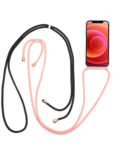 LACET - Cover trasparente in TPU morbida con laccio da collo regolabile incluso compatibile con Apple iPhone 12 Pro Max