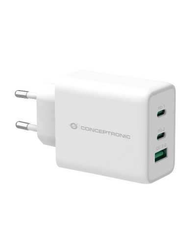 CARICATORE 3-PORTE 65W GAN USB PD (2x USB-C , 1x USB-A, QC 3.0)