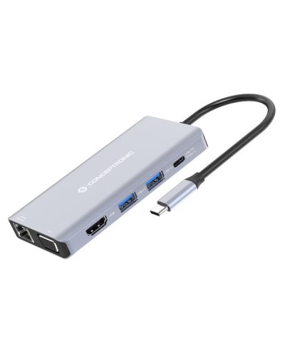 DOCKING STATION 10-IN-1 USB 3.2 GEN 1 - HDMI, VGA, USB-A 3.0 x3, SD, TF/MicroSD, Audio, GbE LAN, 100W USB PD