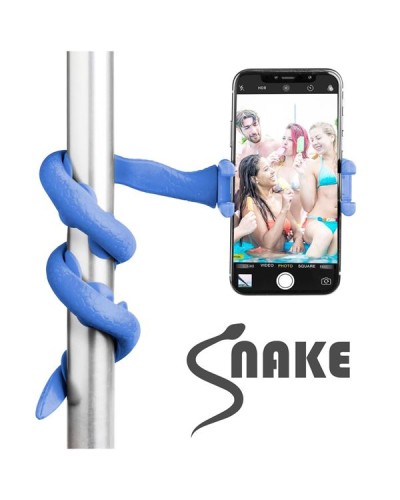 SNAKE - Asta selfie flessibile, 10 maxi ventose per attaccarlo su ogni superficie, dotato di filettatura 1/4", clamp regolabile