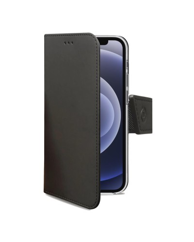 WALLY - Custodia a libro in pelle sintetica con chiusura flap magnetico, slot per carte e funzione stand colore nero compatibil