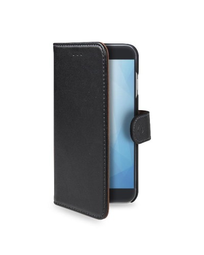 WALLY - Custodia a libro in pelle sintetica con chiusura flap magnetico, slot per carte e funzione stand colore nero compatibil