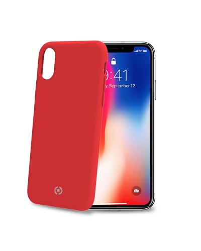 FEELING - Cover morbida in silicone liquido con finitura soft touch e bordi anti scivolo colore rosso compatibile con Apple iPh