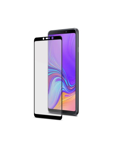 FULLGLASS - Vetro 9H con bordo colorato nero compatibile con Samsung Galaxy A9 2018