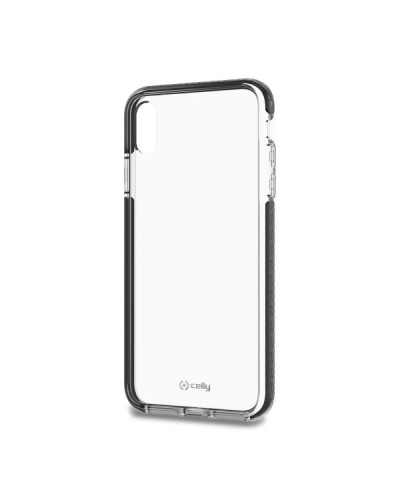 HEXAGON - Cover trasparente nero semi rigida, ultra resistente in TPU + Policarbonato compatibile con Apple iPhone Xs Max