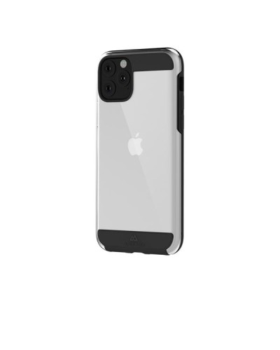 AIR ROBUST - Cover Ultra protettiva in TPU trasparente e finiture colore nero opache bordi rialzati compatibile con Apple iPhon